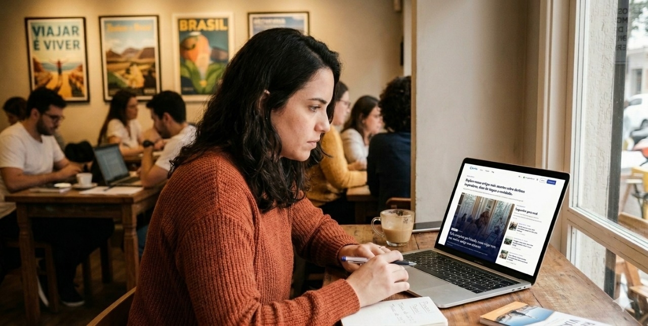 mulher em mesa com o notebook ligado
